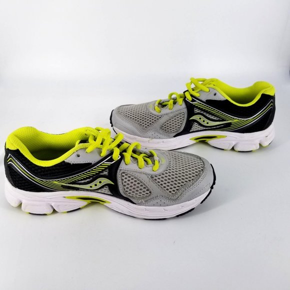 Saucony Running Walking Shoes Leather Mesh 4.50 Boys Cohesion Green Grey Black - Picture 2 of 13